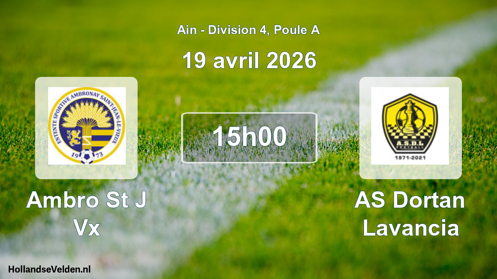 Geplande wedstrijd: Ambro St J Vx - AS Dortan Lavancia (19 april 2026)