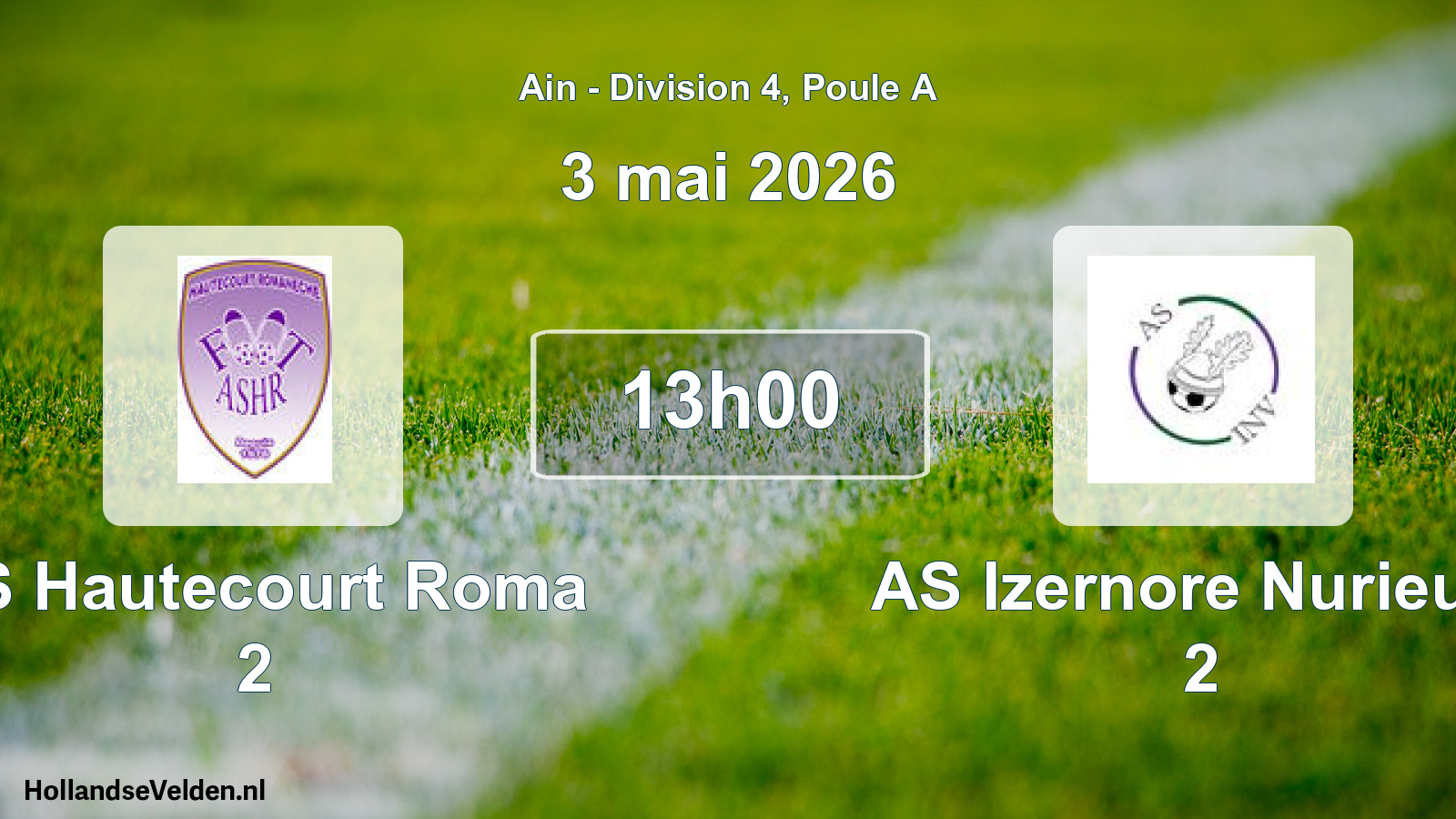 Match programmé: AS Hautecourt Roma 2 - AS Izernore Nurieux- 2 (3 mai 2026)