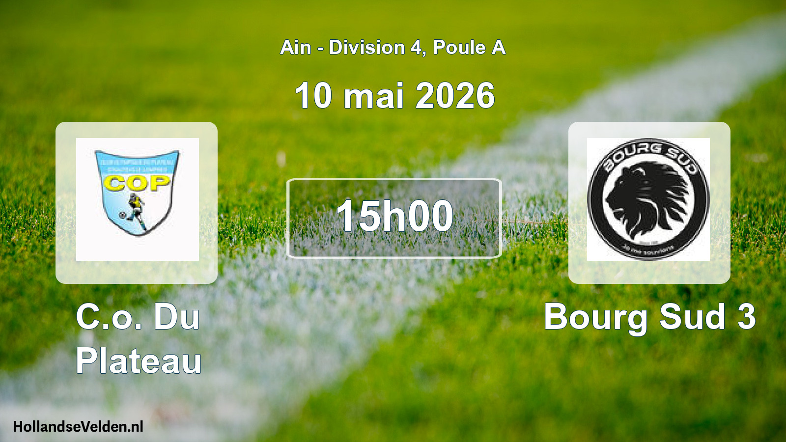 Match programmé: C.o. Du Plateau - Bourg Sud 3 (10 mai 2026)