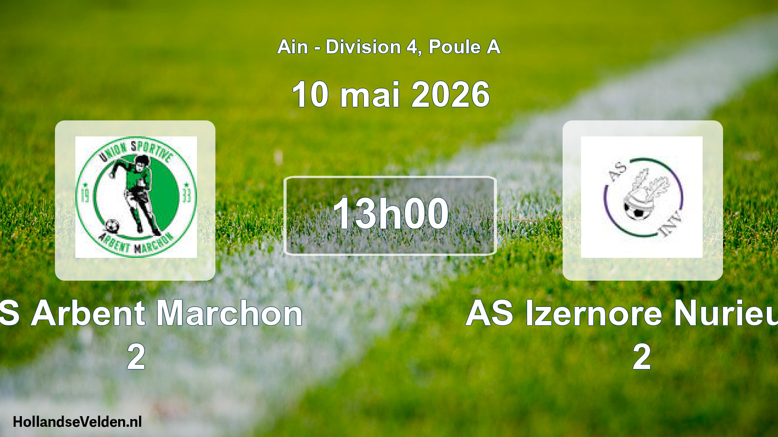 Geplande wedstrijd: US Arbent Marchon 2 - AS Izernore Nurieux- 2 (10 mei 2026)