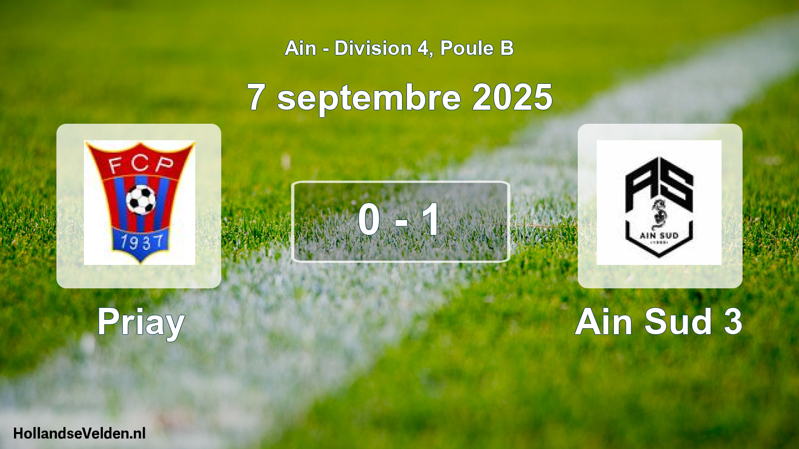 Gespeelde wedstrijd: Priay - Ain Sud 3 0 - 1 (7 september 2025)