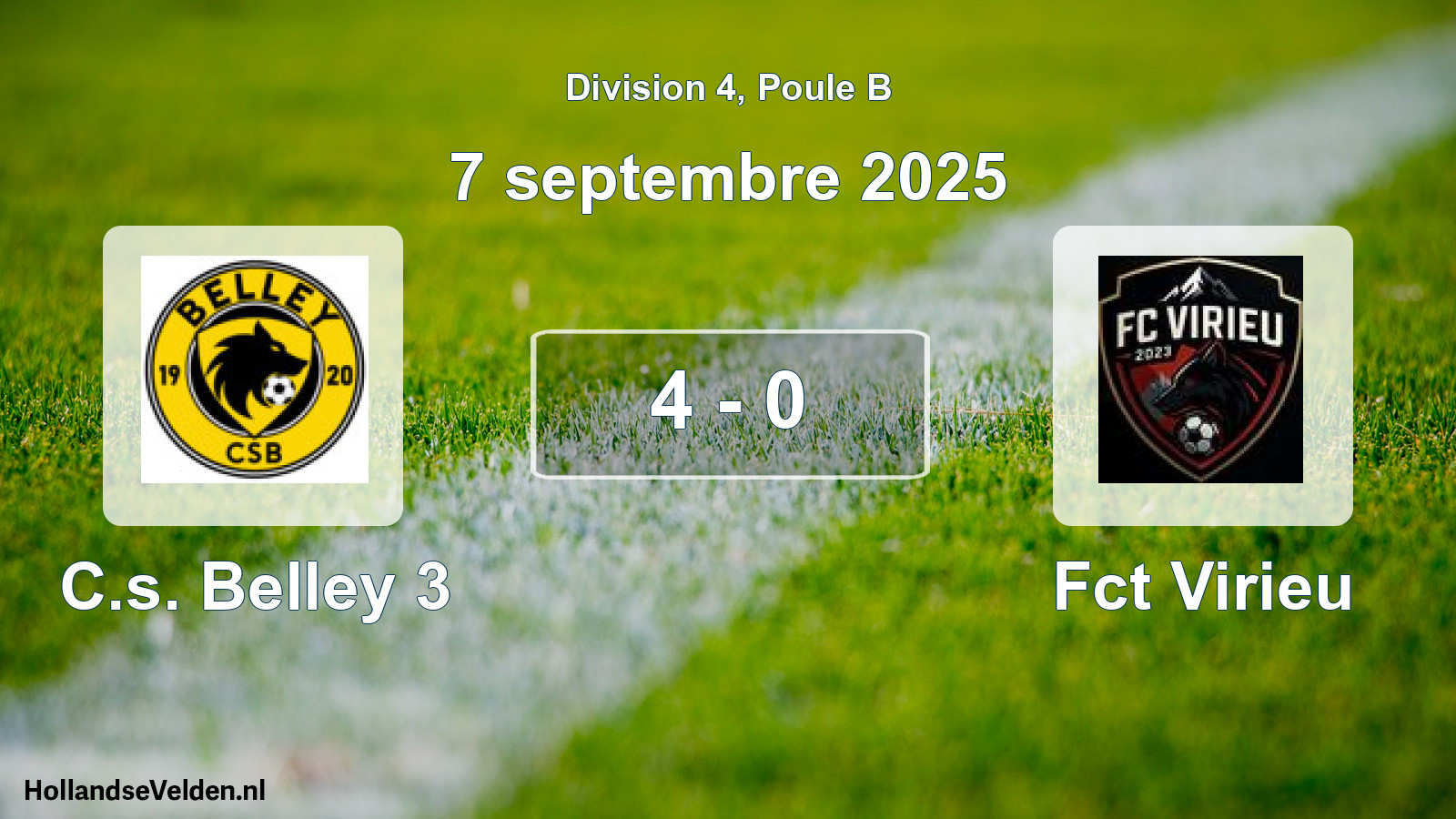 Match joué: C.s. Belley 3 - Fct Virieu 4 - 0 (7 septembre 2025)