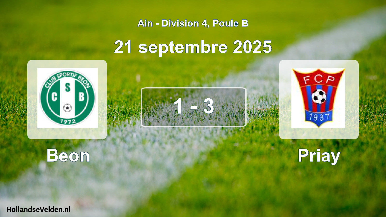 Gespeelde wedstrijd: Beon - Priay 1 - 3 (21 september 2025)