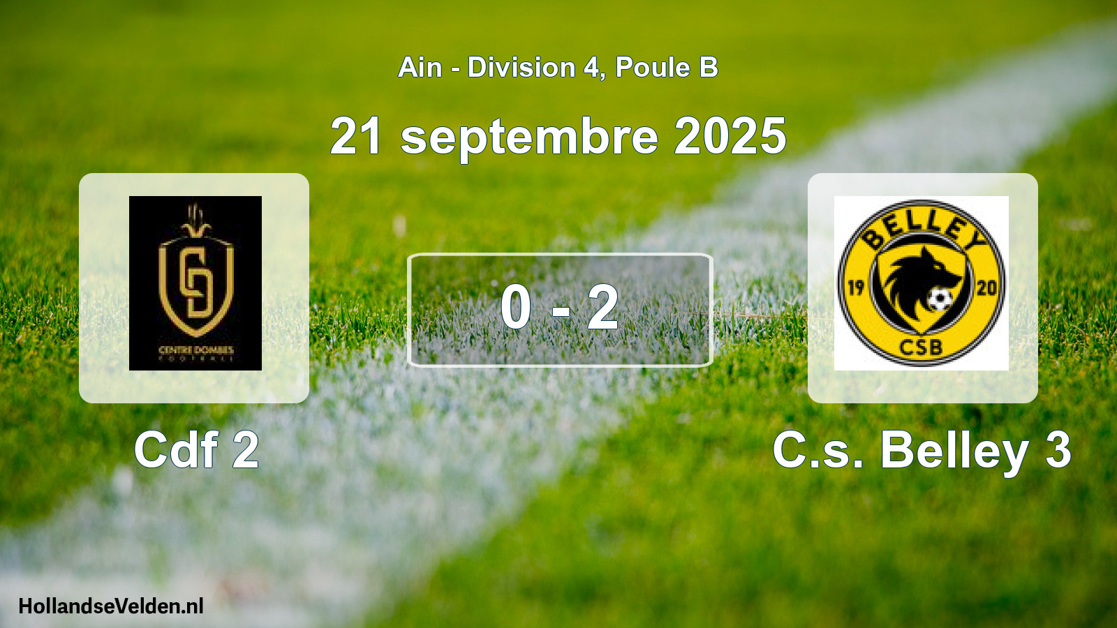 Gespeelde wedstrijd: Cdf 2 - C.s. Belley 3 0 - 2 (21 september 2025)