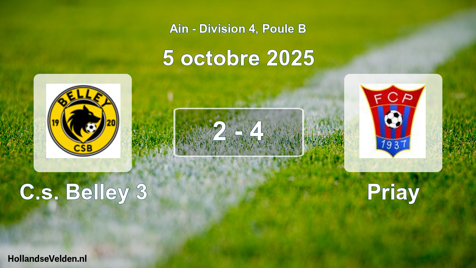 Match joué: C.s. Belley 3 - Priay 2 - 4 (5 octobre 2025)