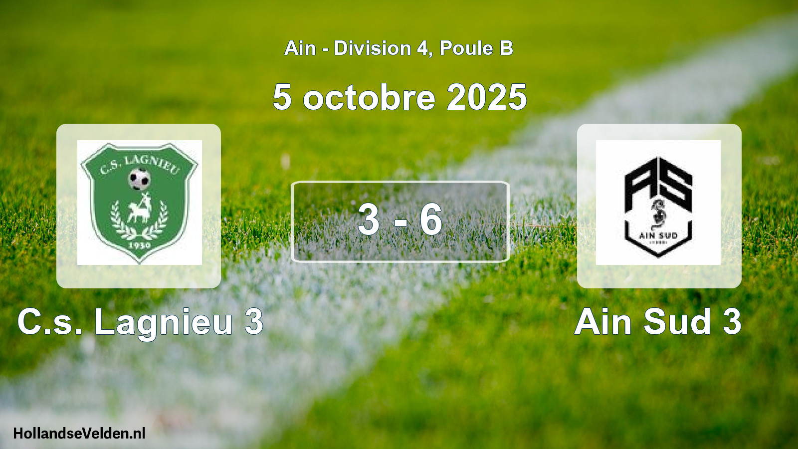 Gespeelde wedstrijd: C.s. Lagnieu 3 - Ain Sud 3 3 - 6 (5 oktober 2025)