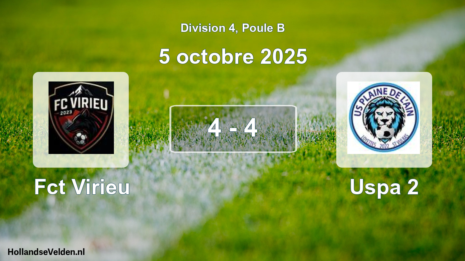 Match joué: Fct Virieu - Uspa 2 4 - 4 (5 octobre 2025)