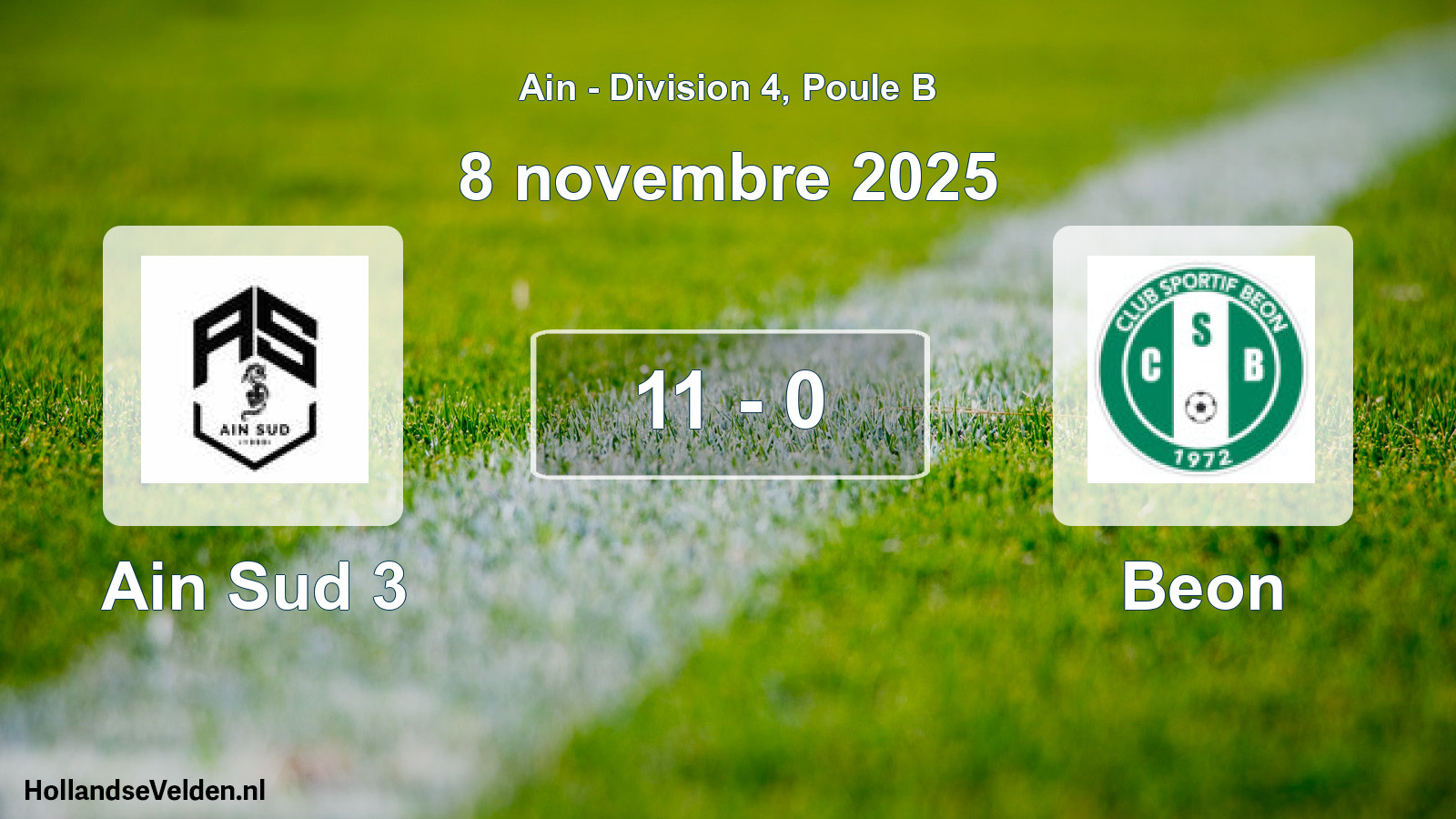 Gespeelde wedstrijd: Ain Sud 3 - Beon 11 - 0 (8 november 2025)