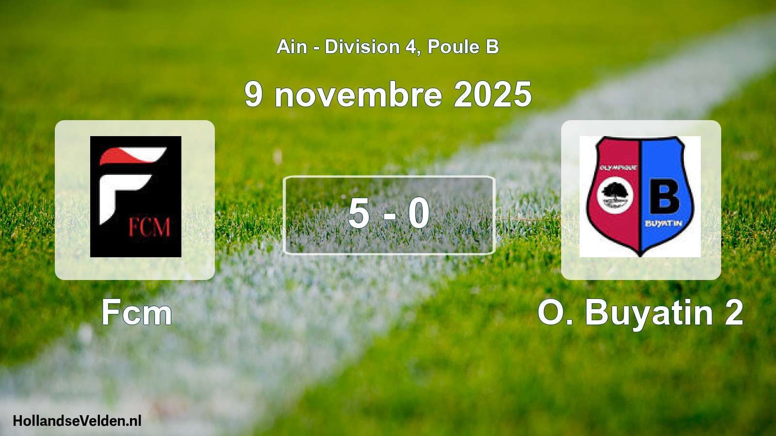 Total number of matches played: Fcm - O. Buyatin 2 5 - 0 (9 November 2025)