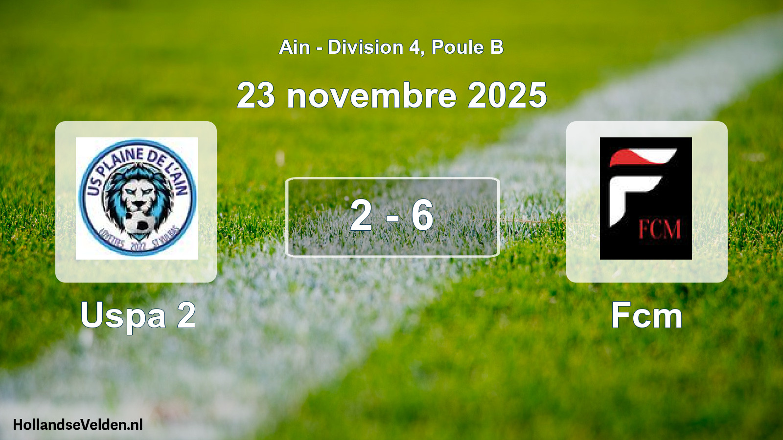 Gespeelde wedstrijd: Uspa 2 - Fcm 2 - 6 (23 november 2025)