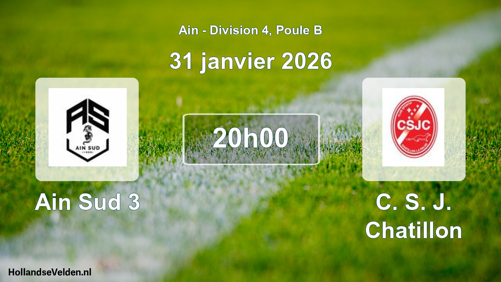 Geplande wedstrijd: Ain Sud 3 - C. S. J. Chatillon (31 januari 2026)