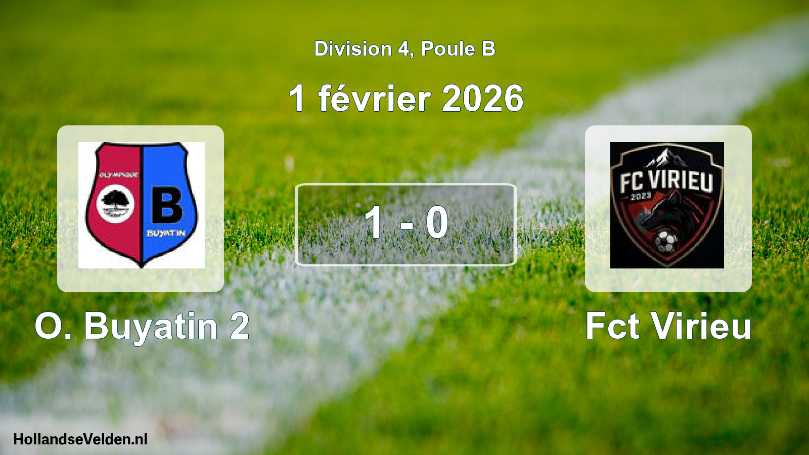 Match joué: O. Buyatin 2 - Fct Virieu 1 - 0 (1 février 2026)