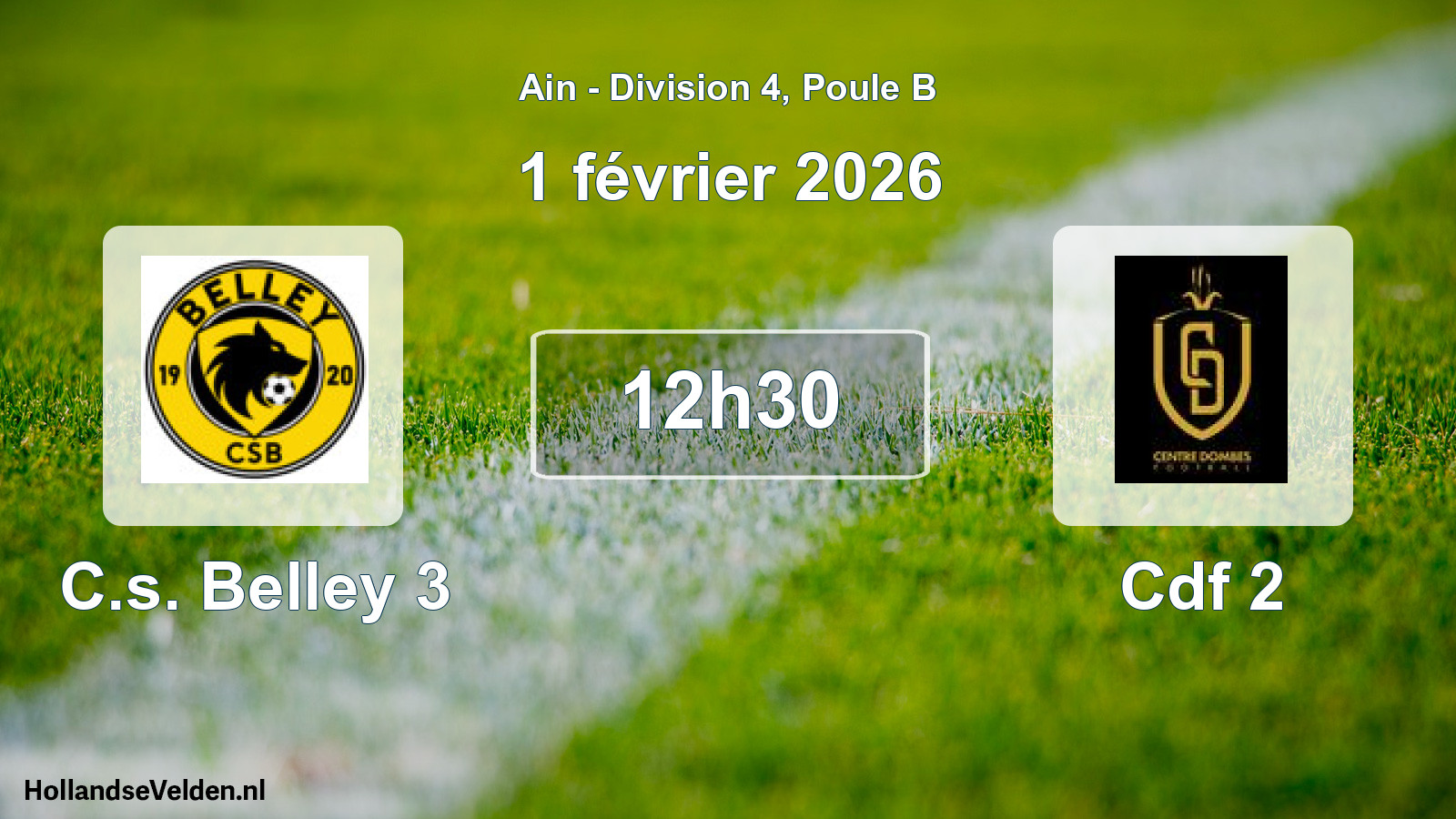 Geplande wedstrijd: C.s. Belley 3 - Cdf 2 (1 februari 2026)