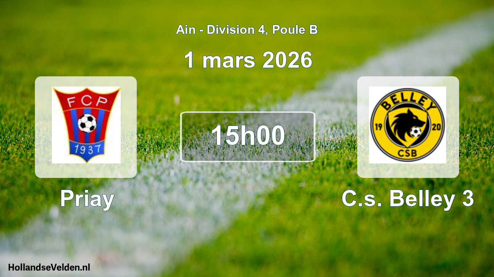 Match programmé: Priay - C.s. Belley 3 (1 mars 2026)