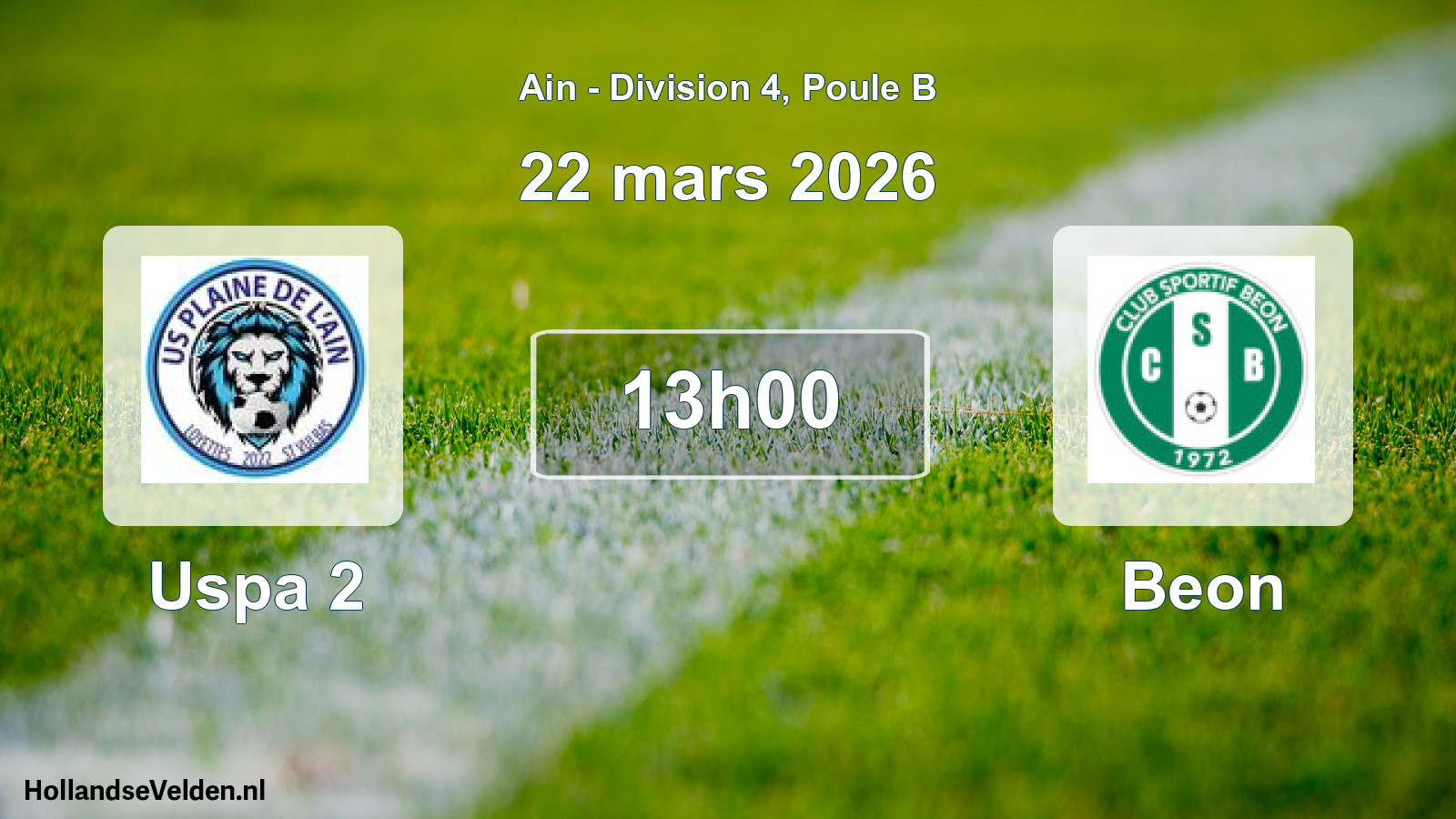 Match programmé: Uspa 2 - Beon (22 mars 2026)