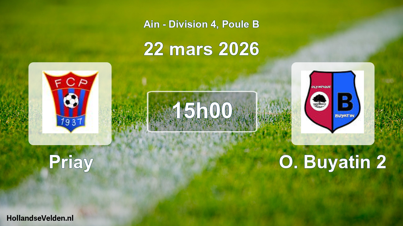Match programmé: Priay - O. Buyatin 2 (22 mars 2026)