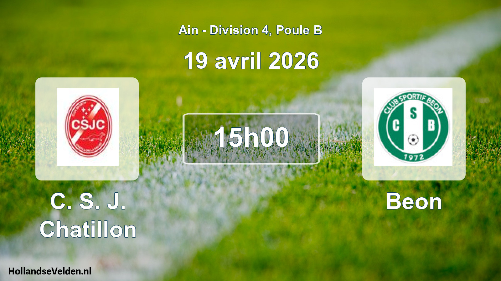 Match programmé: C. S. J. Chatillon - Beon (19 avril 2026)
