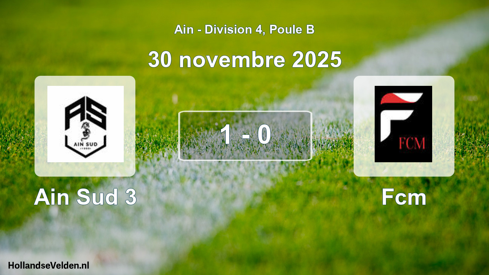 Gespeelde wedstrijd: Ain Sud 3 - Fcm 1 - 0 (30 november 2025)