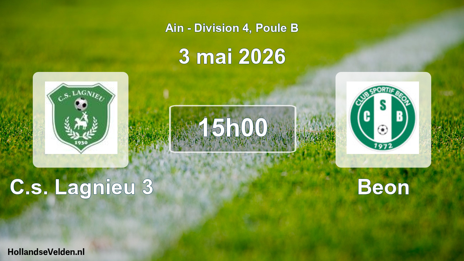 Geplande wedstrijd: C.s. Lagnieu 3 - Beon (3 mei 2026)