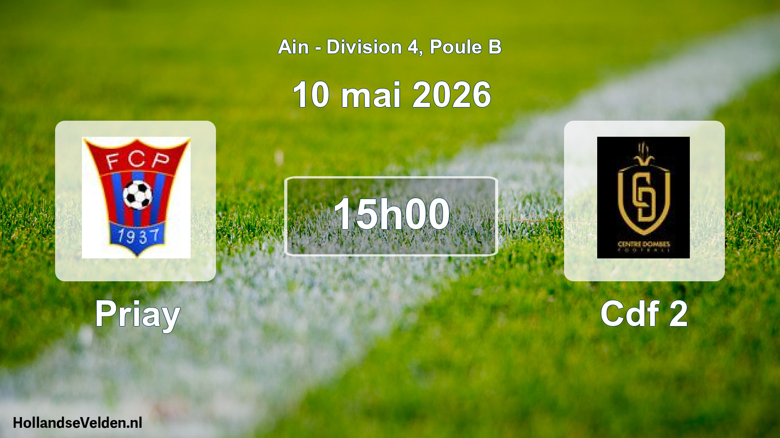 Match programmé: Priay - Cdf 2 (10 mai 2026)