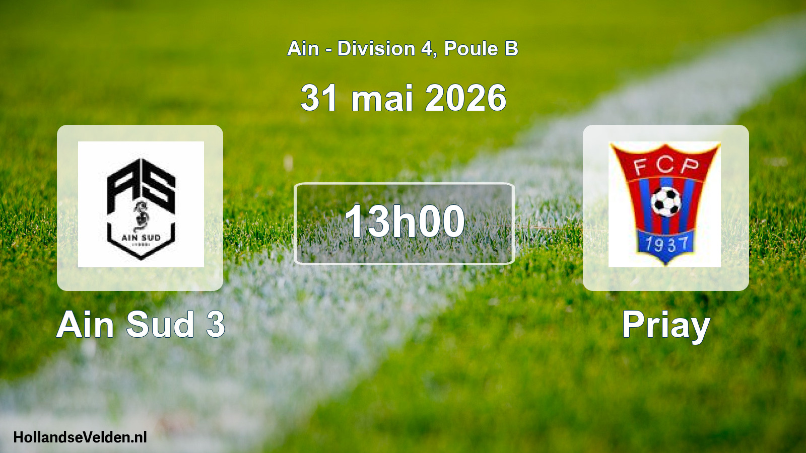 Geplande wedstrijd: Ain Sud 3 - Priay (31 mei 2026)