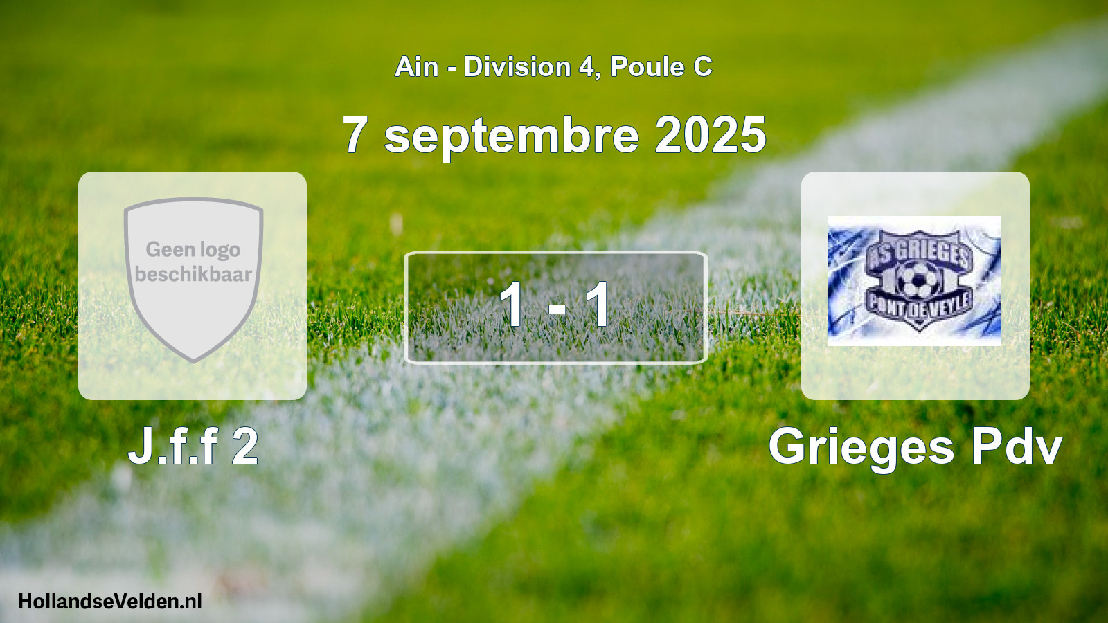 Gespeelde wedstrijd: J.f.f 2 - Grieges Pdv 1 - 1 (7 september 2025)