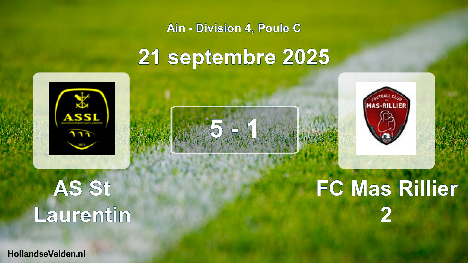 Gespeelde wedstrijd: AS St Laurentin - FC Mas Rillier 2 5 - 1 (21 september 2025)