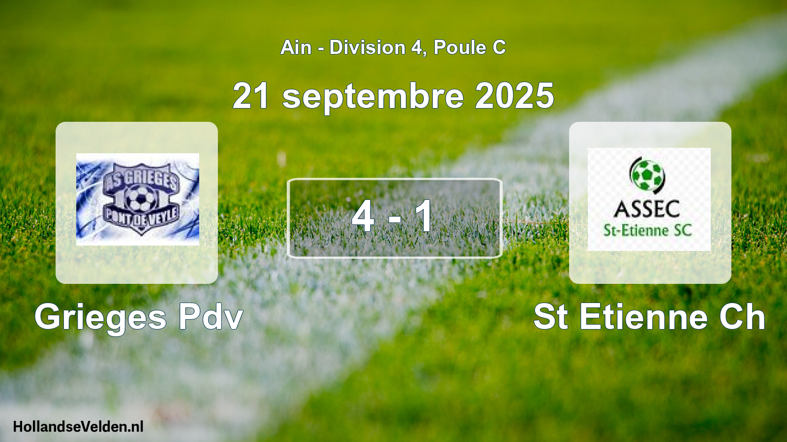 Gespeelde wedstrijd: Grieges Pdv - St Etienne Ch 4 - 1 (21 september 2025)