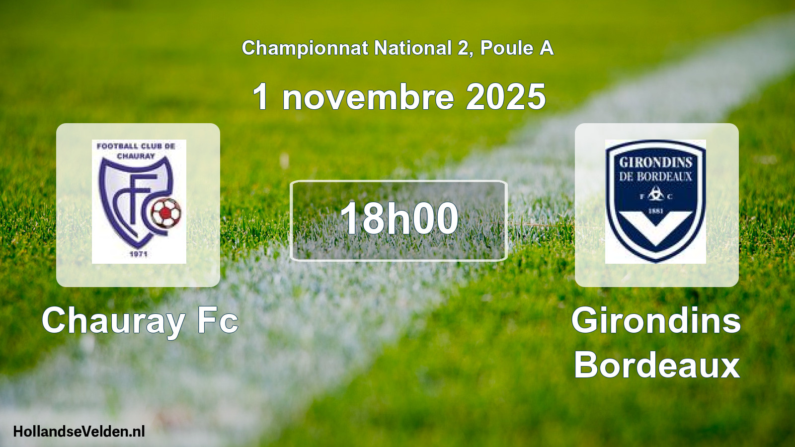 Geplande wedstrijd: Chauray Fc - Girondins Bordeaux (1 novembre 2025)