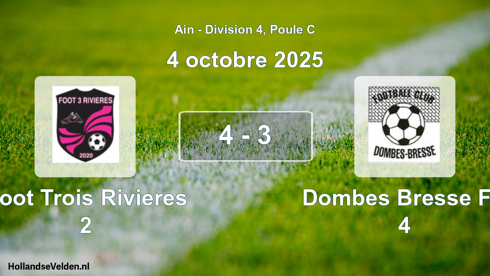 Gespeelde wedstrijd: Foot Trois Rivieres 2 - Dombes Bresse FC 4 4 - 3 (4 oktober 2025)