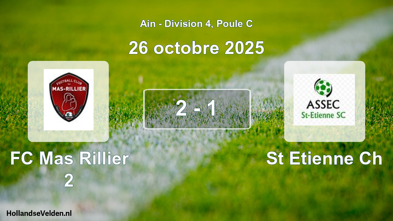 Gespeelde wedstrijd: FC Mas Rillier 2 - St Etienne Ch 2 - 1 (26 oktober 2025)
