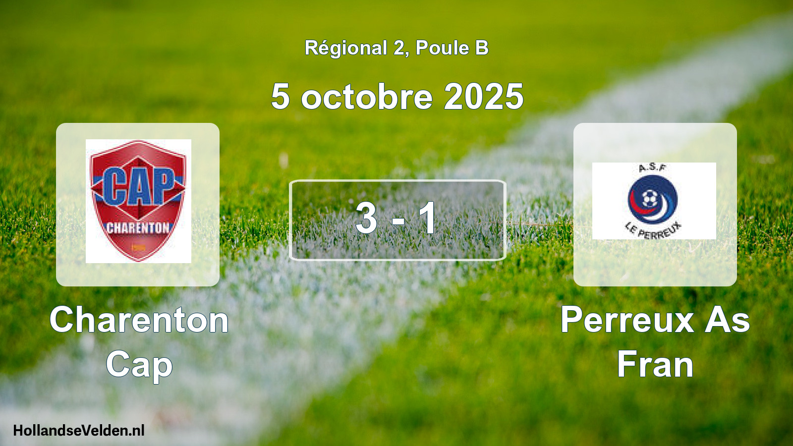 Gespeelde wedstrijd: Charenton Cap - Perreux As Fran 3 - 1 (5 octobre 2025)