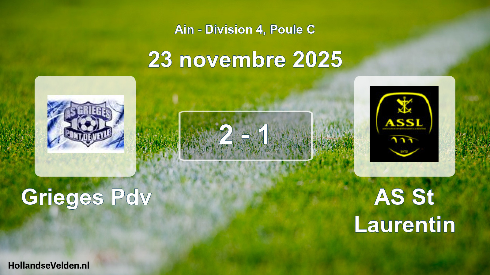Gespeelde wedstrijd: Grieges Pdv - AS St Laurentin 2 - 1 (23 november 2025)