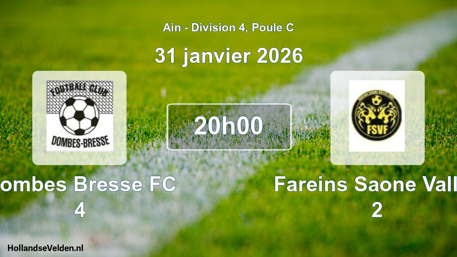 Geplande wedstrijd: Dombes Bresse FC 4 - Fareins Saone Vallee 2 (31 januari 2026)