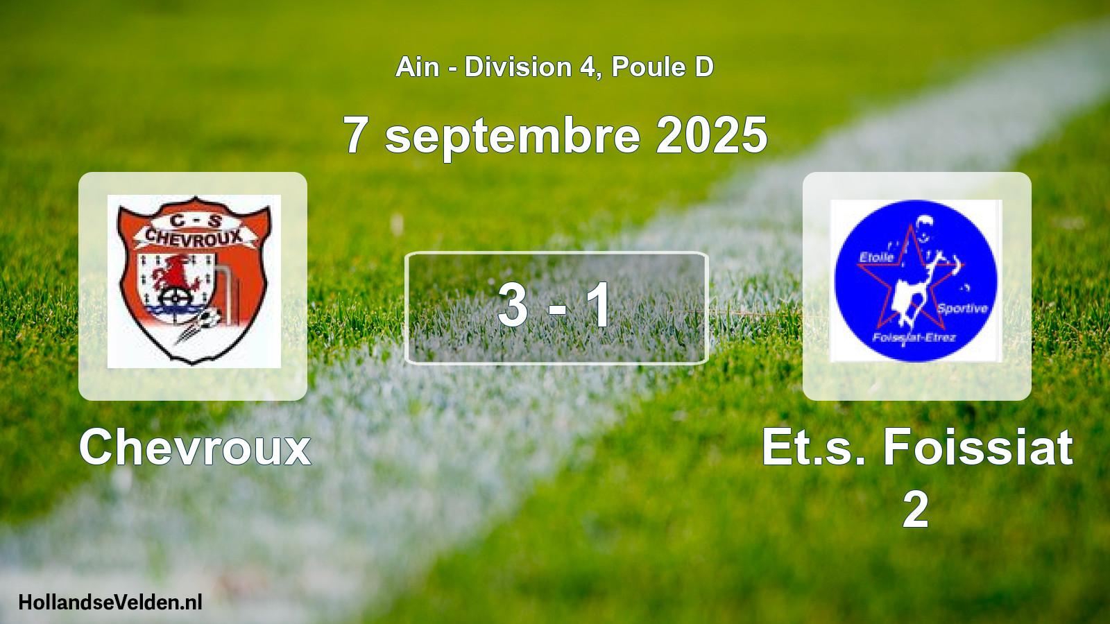 Gespeelde wedstrijd: Chevroux - Et.s. Foissiat 2 3 - 1 (7 september 2025)