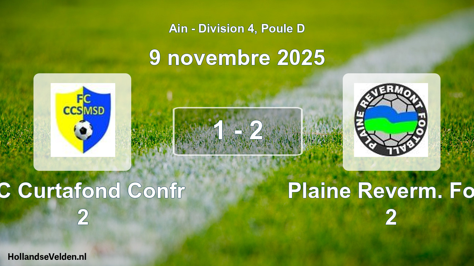 Gespeelde wedstrijd: FC Curtafond Confr 2 - Plaine Reverm. Foot 2 1 - 2 (9 november 2025)