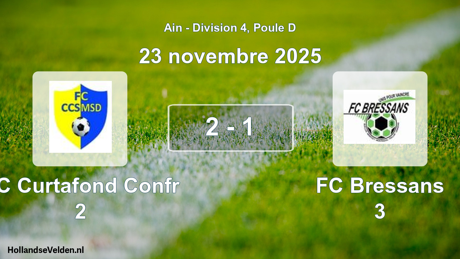 Gespeelde wedstrijd: FC Curtafond Confr 2 - FC Bressans 3 2 - 1 (23 november 2025)