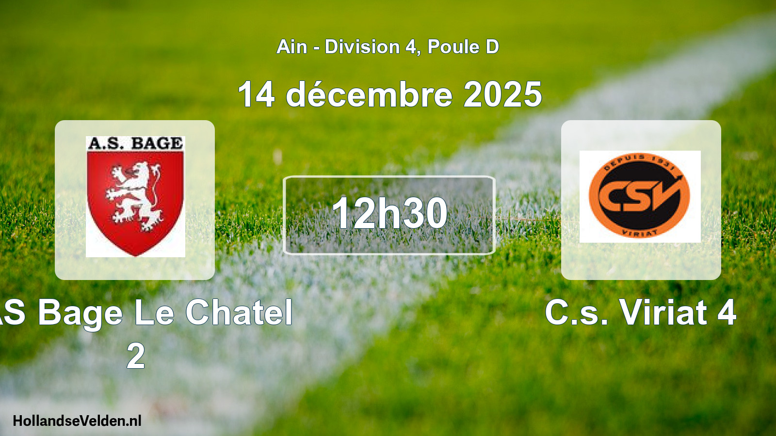 Match programmé: AS Bage Le Chatel 2 - C.s. Viriat 4 (14 décembre 2025)