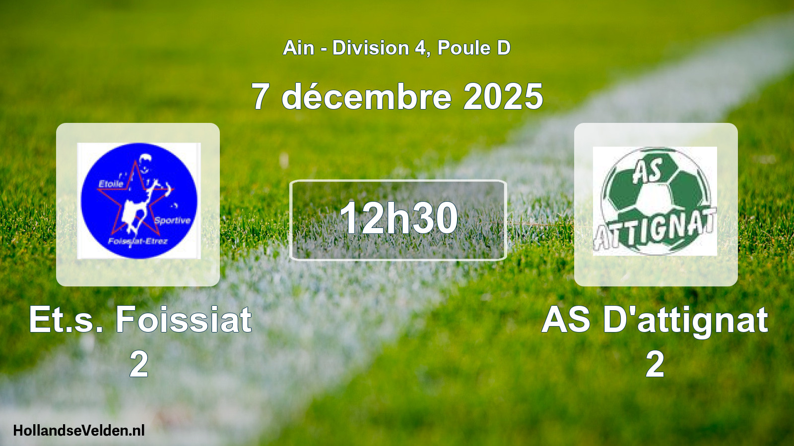 Match programmé: Et.s. Foissiat 2 - AS D'attignat 2 (7 décembre 2025)