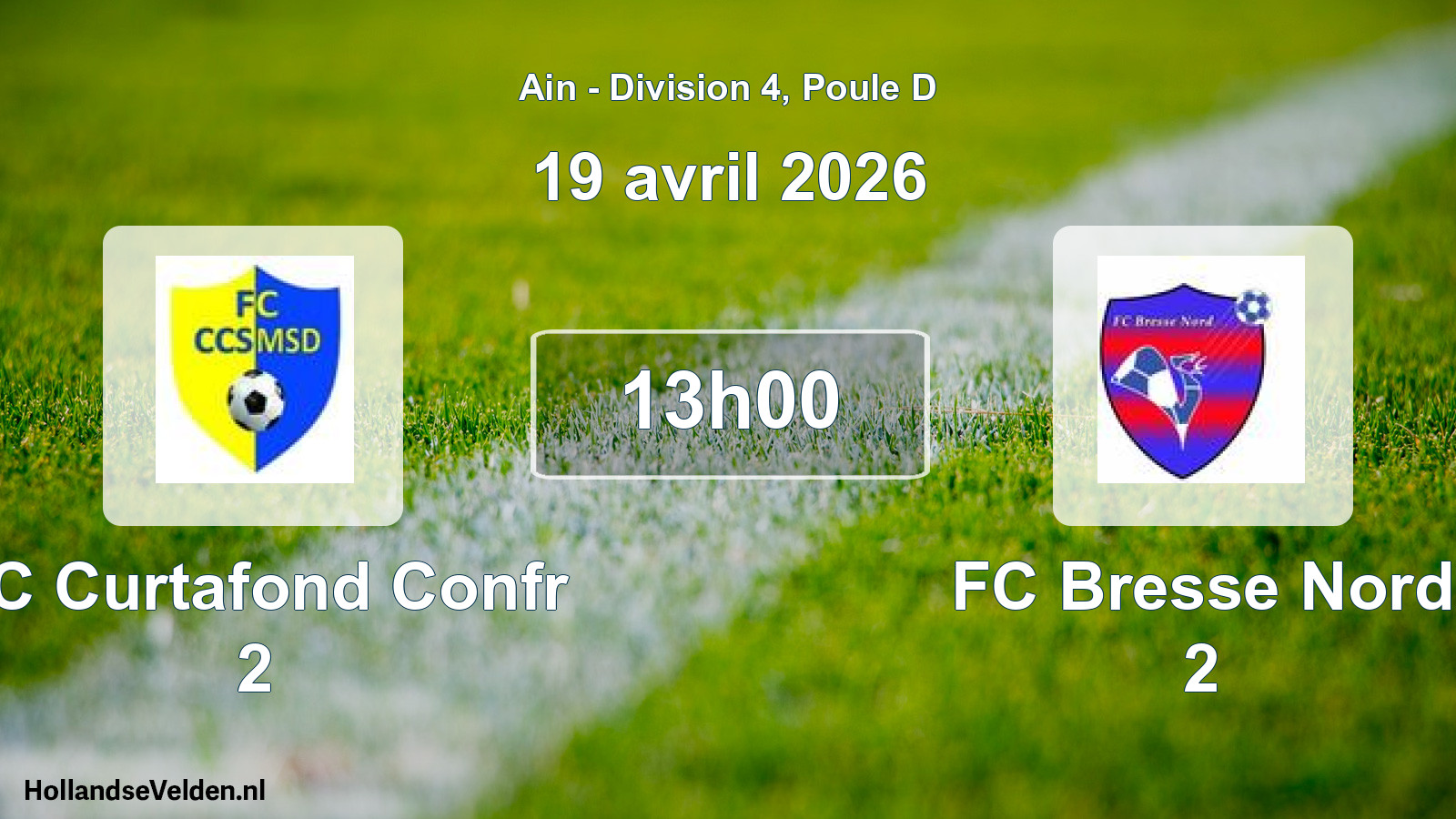 Geplande wedstrijd: FC Curtafond Confr 2 - FC Bresse Nord 2 (19 april 2026)