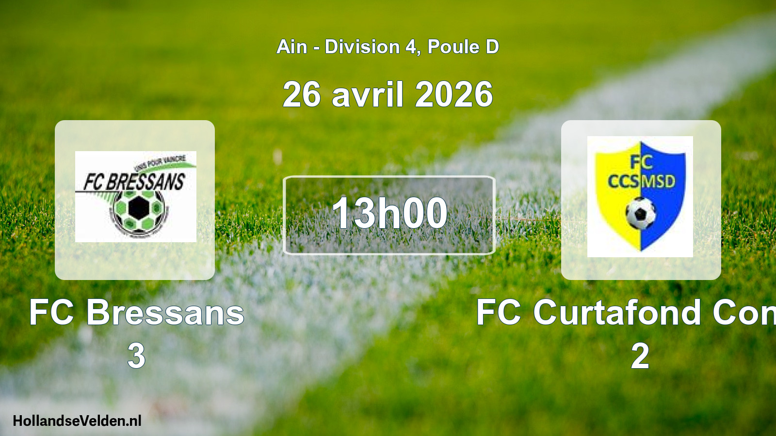 Geplande wedstrijd: FC Bressans 3 - FC Curtafond Confr 2 (26 april 2026)