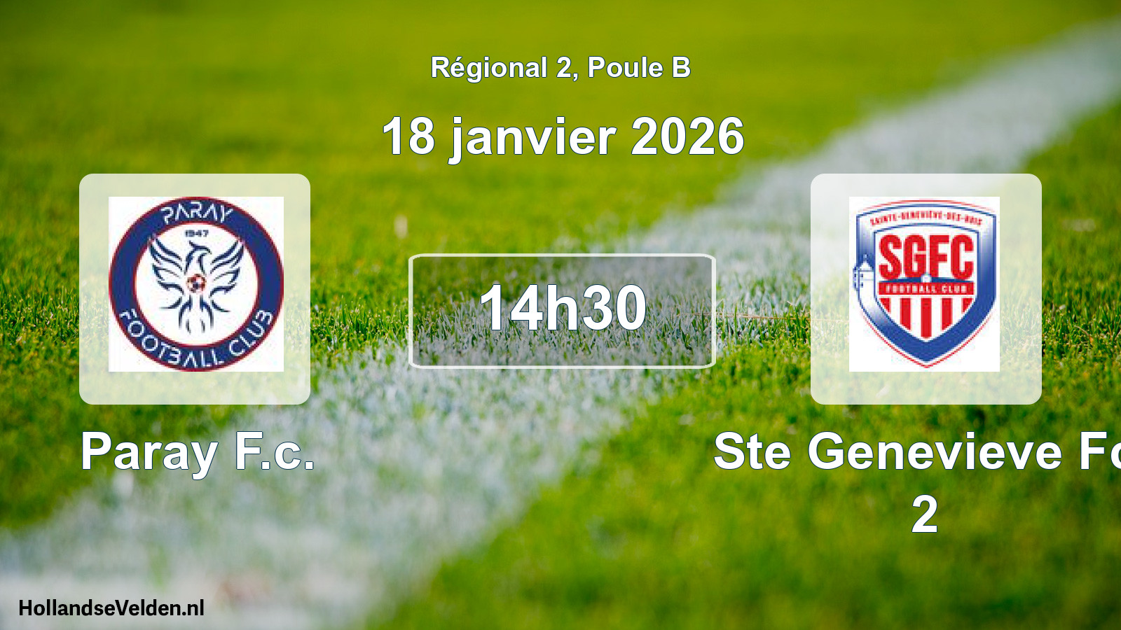 Geplande wedstrijd: Paray F.c. - Ste Genevieve Fc 2 (18 januari 2026)