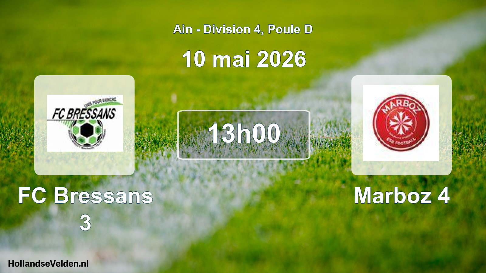 Geplande wedstrijd: FC Bressans 3 - Marboz 4 (10 mei 2026)