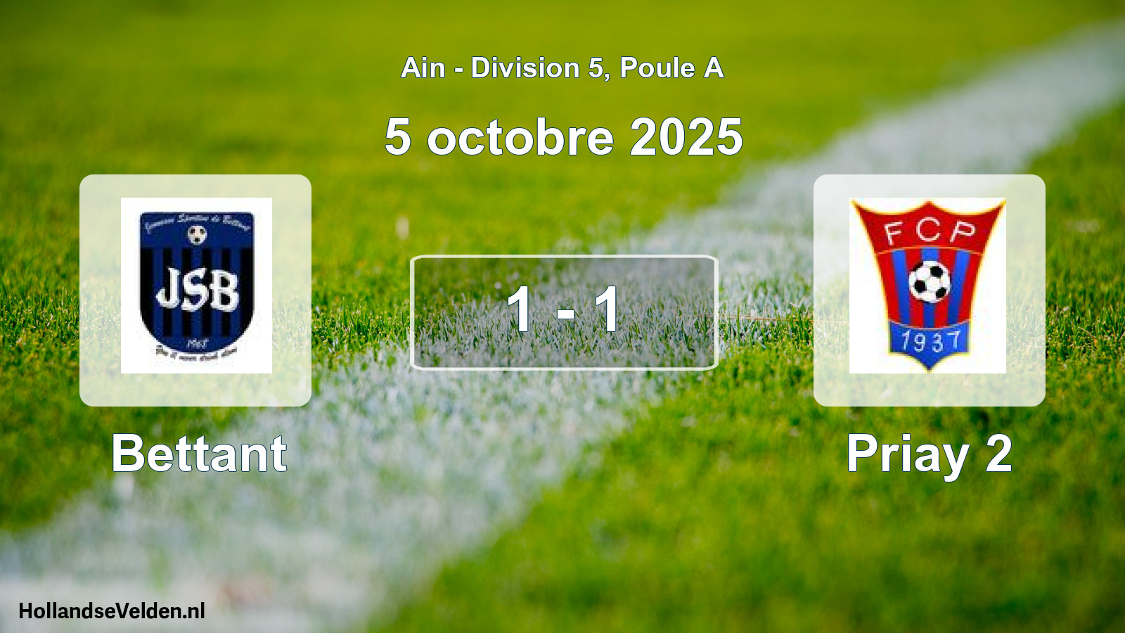Match joué: Bettant - Priay 2 1 - 1 (5 octobre 2025)