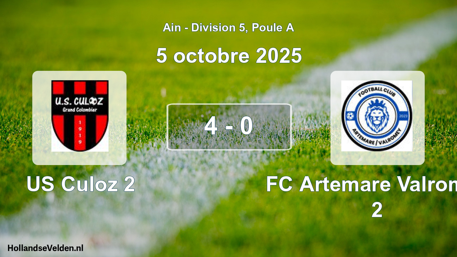Gespeelde wedstrijd: US Culoz 2 - FC Artemare Valromey 2 4 - 0 (5 oktober 2025)