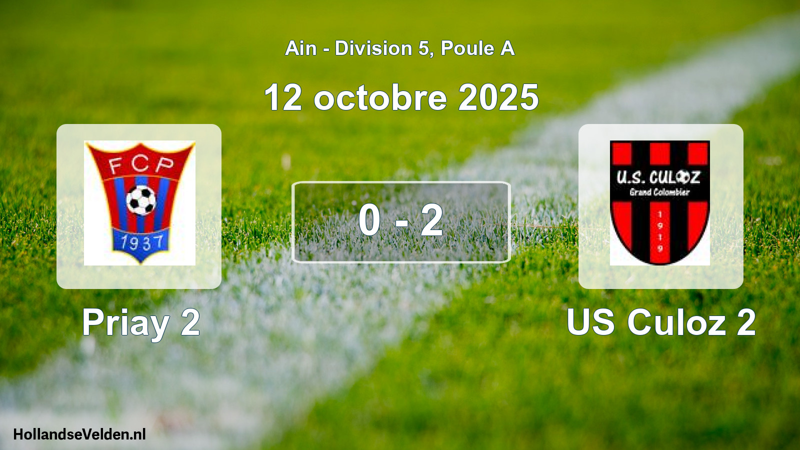 Match joué: Priay 2 - US Culoz 2 0 - 2 (12 octobre 2025)