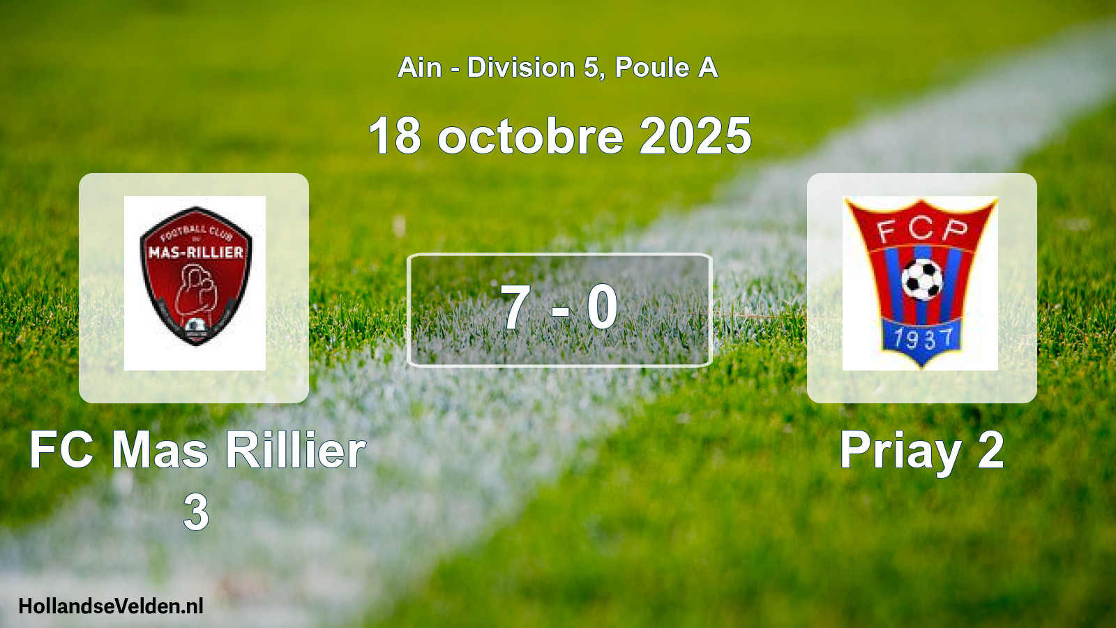 Match joué: FC Mas Rillier 3 - Priay 2 7 - 0 (18 octobre 2025)