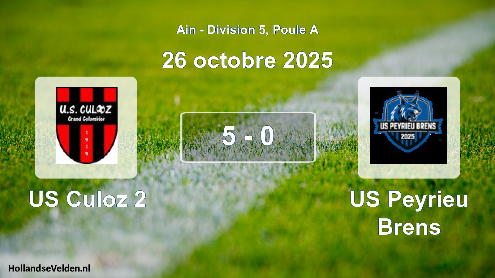 Match joué: US Culoz 2 - US Peyrieu Brens 5 - 0 (26 octobre 2025)
