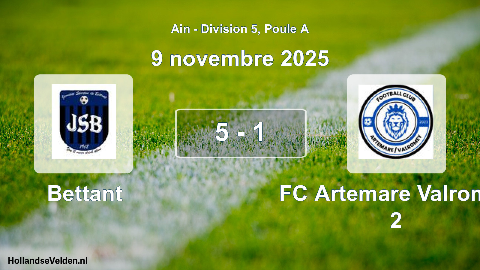 Gespeelde wedstrijd: Bettant - FC Artemare Valromey 2 5 - 1 (9 november 2025)