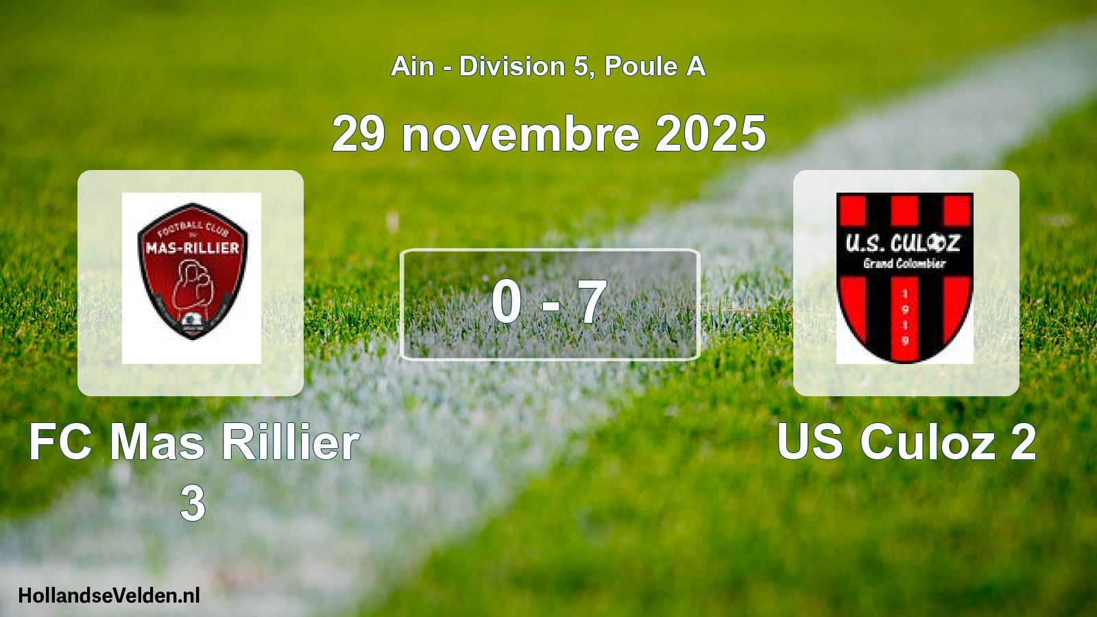 Gespeelde wedstrijd: FC Mas Rillier 3 - US Culoz 2 0 - 7 (29 november 2025)
